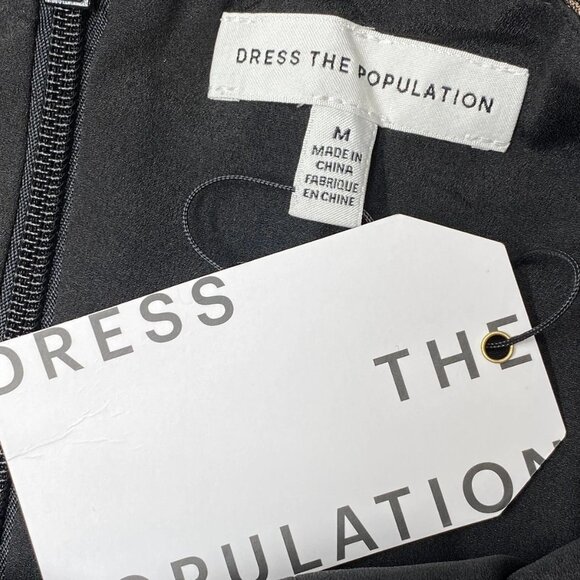 NEW DRESS THE POPULATION Cocktail Dress Black/Nude Size M Tahani Floral Midi - Picture 5 of 9